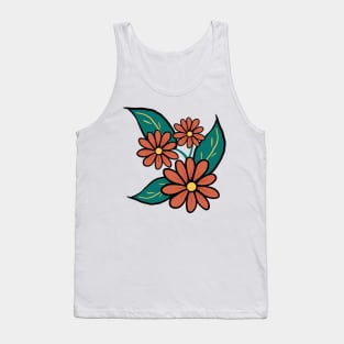 Daisy's Orange flowers with leaves Tank Top